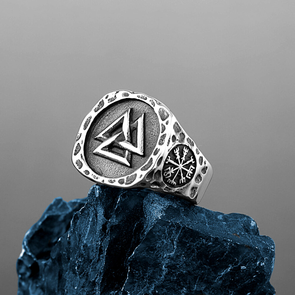 Bague Viking Valknut en Acier Inoxydable