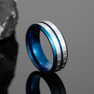Bague viking rune gravé bleu