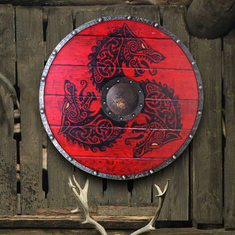 Bouclier Viking de Fenrir rouge