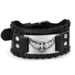 Bracelet corbeau d'Odin viking en cuir