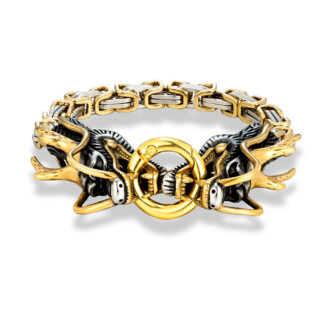 Bracelet viking dragon doré