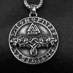 COLLIER VIKING VALKNUT LOUPS D'ODIN ARGENTÉ