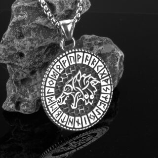 Collier Viking Rune de Fenrir argenté