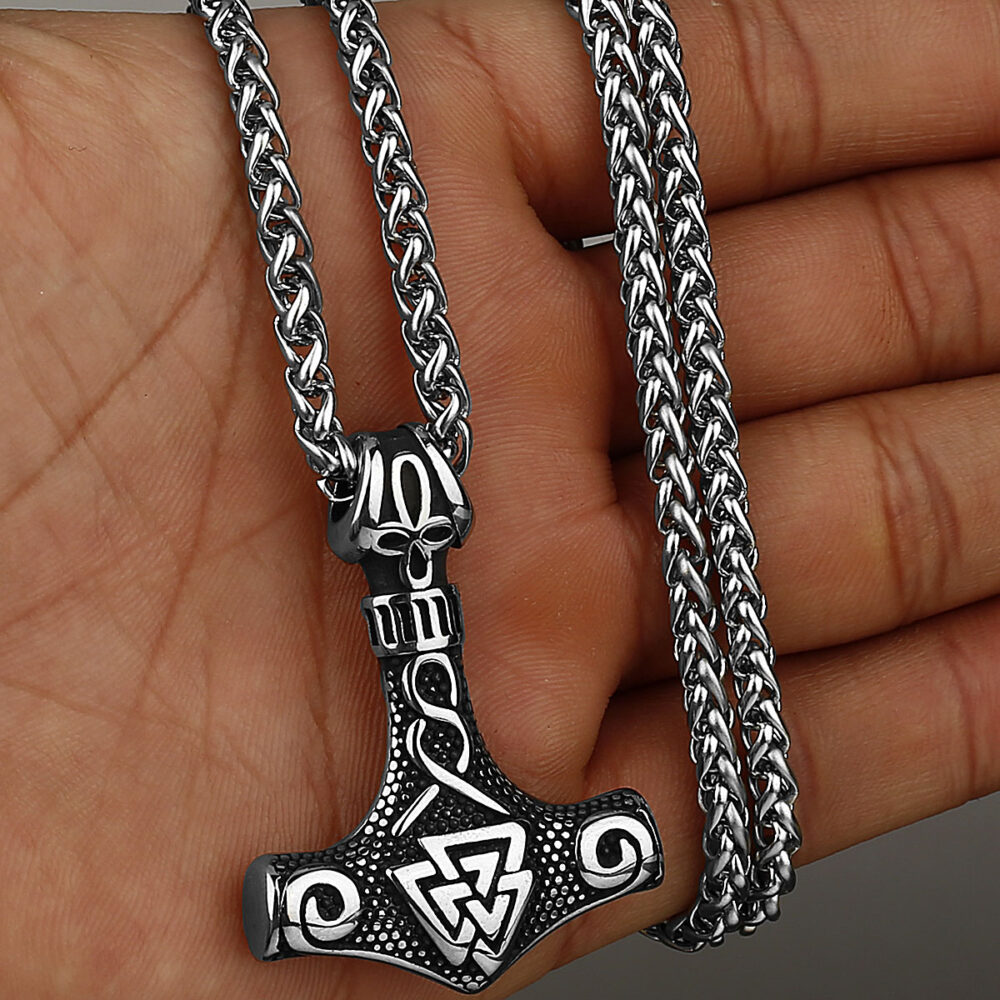 Collier viking Mjolnir argenté