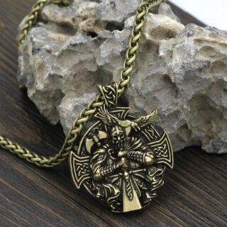 Collier viking Odin doré