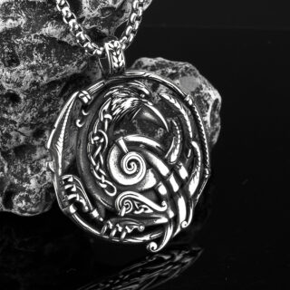 Collier viking corbeau d'Odin en Acier inoxydable