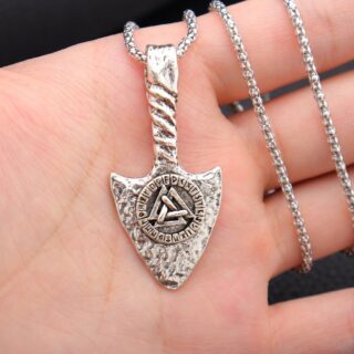 Collier viking flèche Rune Valknut argenté