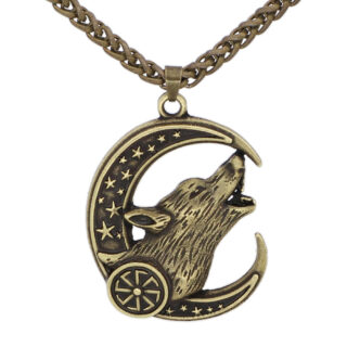 Collier viking loup d'Odin doré