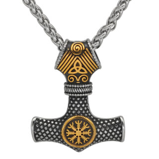 Collier viking marteau de Thor avec heaume de la terreur
