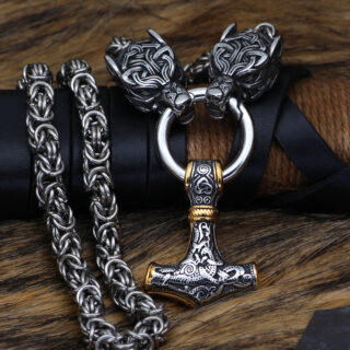 Collier viking protection de Freki et Geri mixte