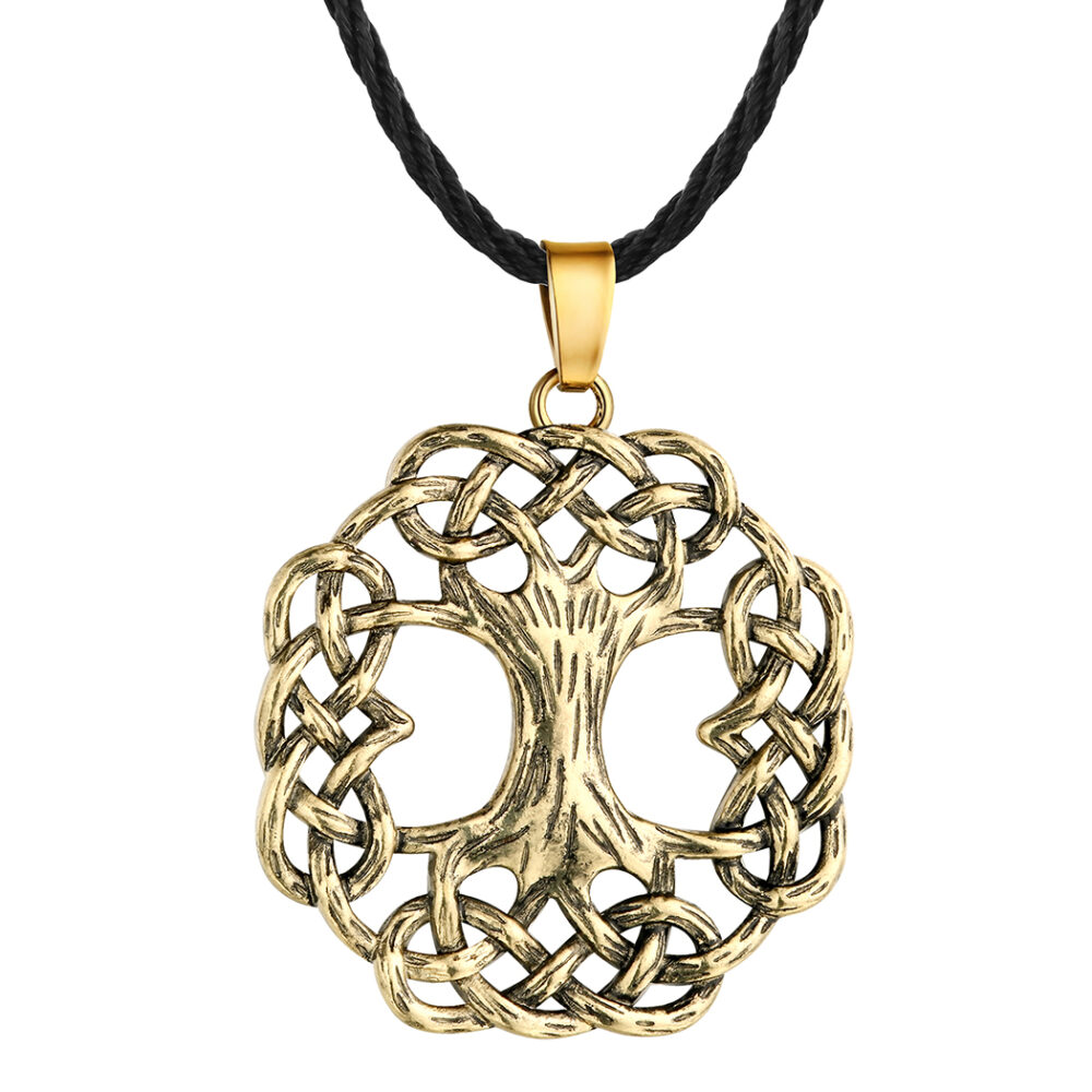 Collier viking racines d'Yggdrasil doré