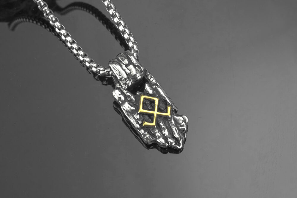 Collier viking rune Othala doré