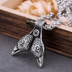 Collier viking tête de Corbeaux