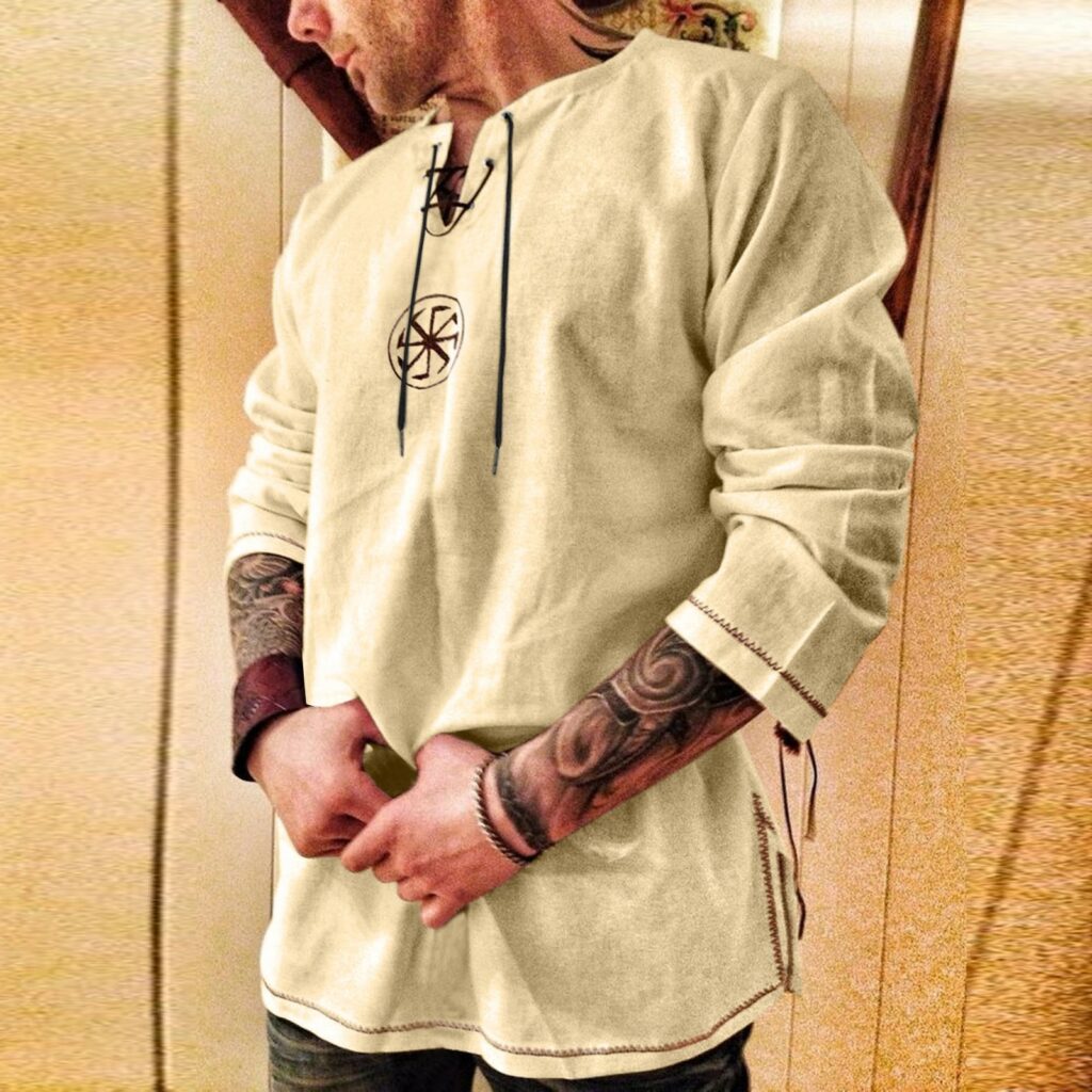 Déguisement viking à col en V beige