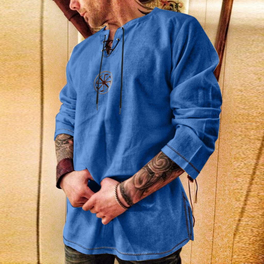 Déguisement viking à col en V bleu