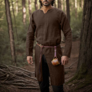 Déguisement viking chemise en lin rétro marron