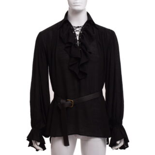 Déguisement viking chemise volants en Y noir