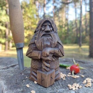 Statuette Viking en bois dieux nordiques Thor
