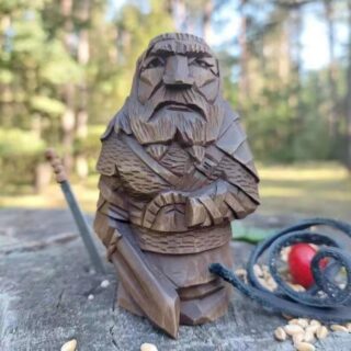 Statuette Viking en bois dieux nordiques viking