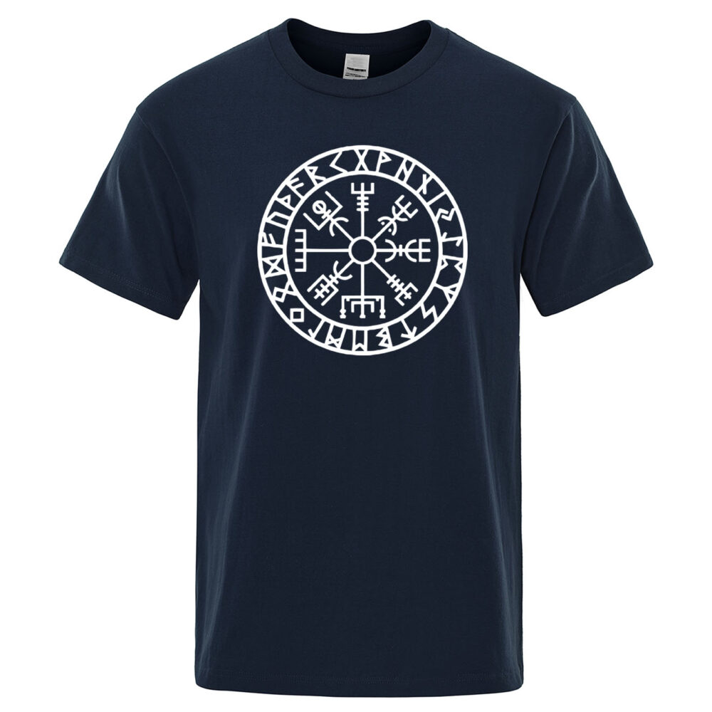 T shirt Viking Odin Runes Valhalla bleu foncé