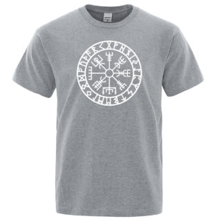 T shirt Viking Odin Runes Valhalla gris
