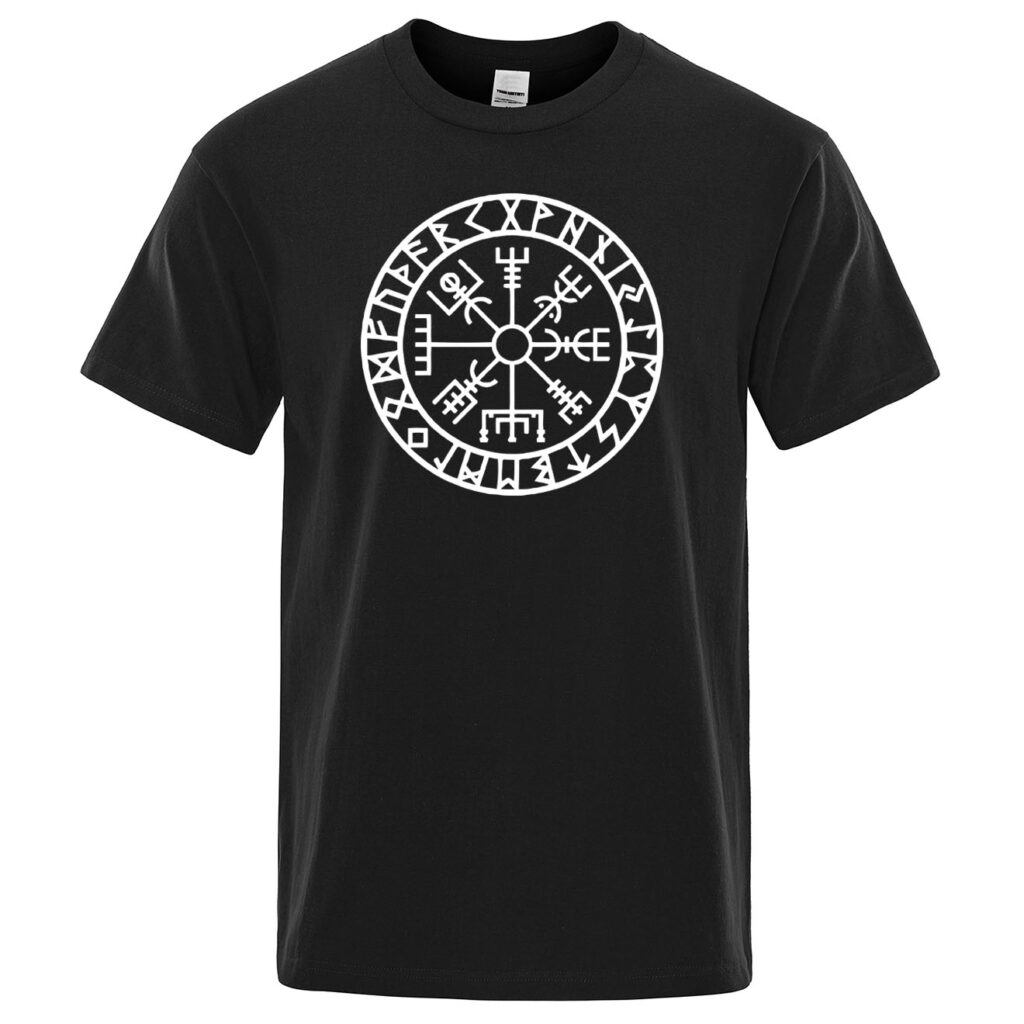 T shirt Viking Odin Runes Valhalla noir