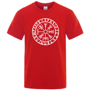 T shirt Viking Odin Runes Valhalla rouge