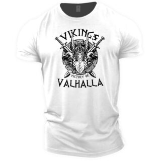 T shirt Viking victory or valhalla blanc