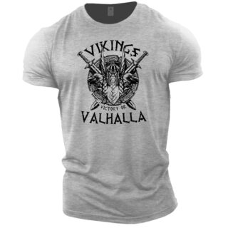 T shirt Viking victory or valhalla gris