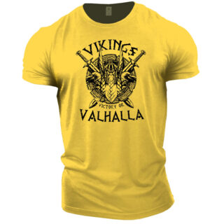 T shirt Viking victory or valhalla jaune