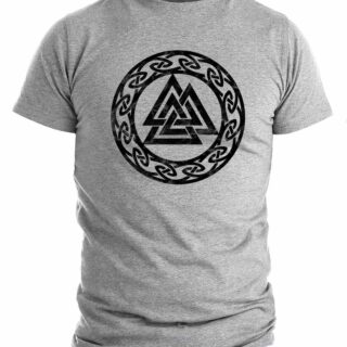 T shirt viking Valknut rune gris