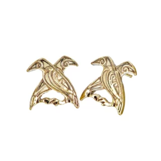 Boucles d'Oreilles Viking Hugin & Munin croisés Dorées