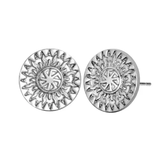 Boucles d'Oreilles Viking Kolovrat dans le Soleil Argentées