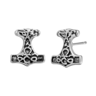 Boucles d'Oreilles Viking Mjöllnir Argentées