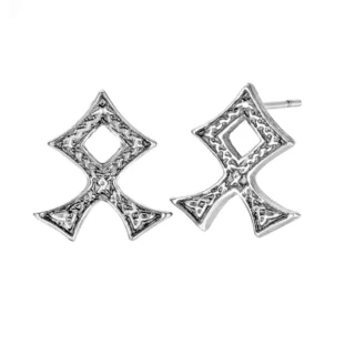 Boucles d'Oreilles Viking Rune Othala Argentées