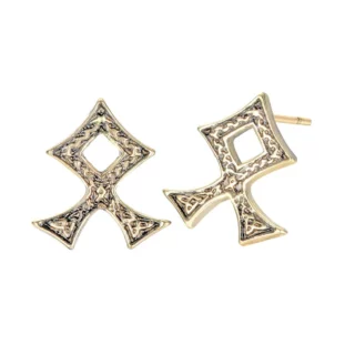 Boucles d'Oreilles Viking Rune Othala Dorées