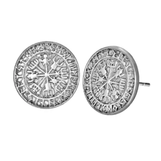 Boucles d'Oreilles Viking Vegsivir avec Runes Argentées