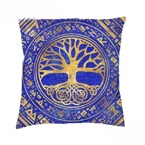 Coussin Viking Yggdrasil Céleste - 40x40cm
