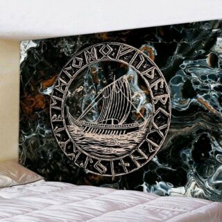 Drapeau Viking Drakkar gris devant