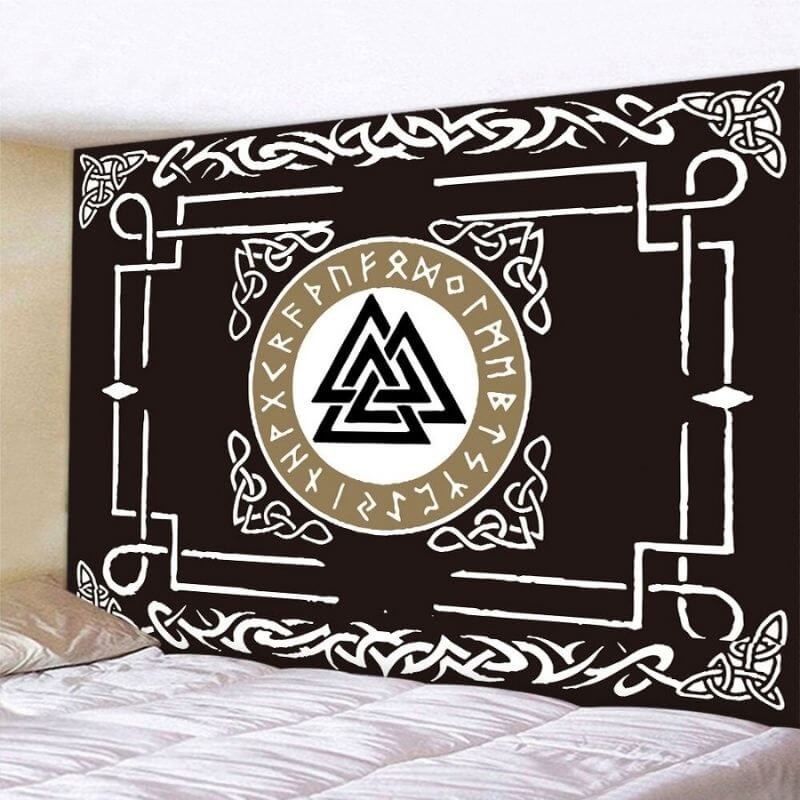 Drapeau Viking Futhark & Valknut - 130 x 150 cm