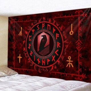 Drapeau Viking Hugin et Munin rouge