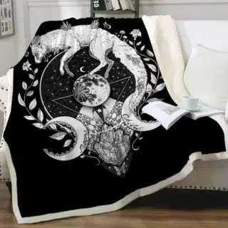 PLAID LOUP ASTROLOGIE noir