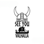 Stickers Valhalla Casque Guerrier Noir et Blanc