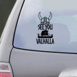 Stickers Valhalla Casque Guerrier Noir et Blanc voiture