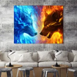 TABLEAU LOUP COLORÉ