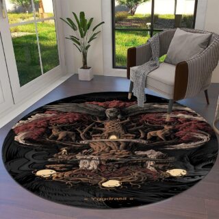 Tapis viking rond yggdrasil