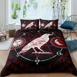 HOUSSE DE COUETTE CORBEAU VIKING rouge