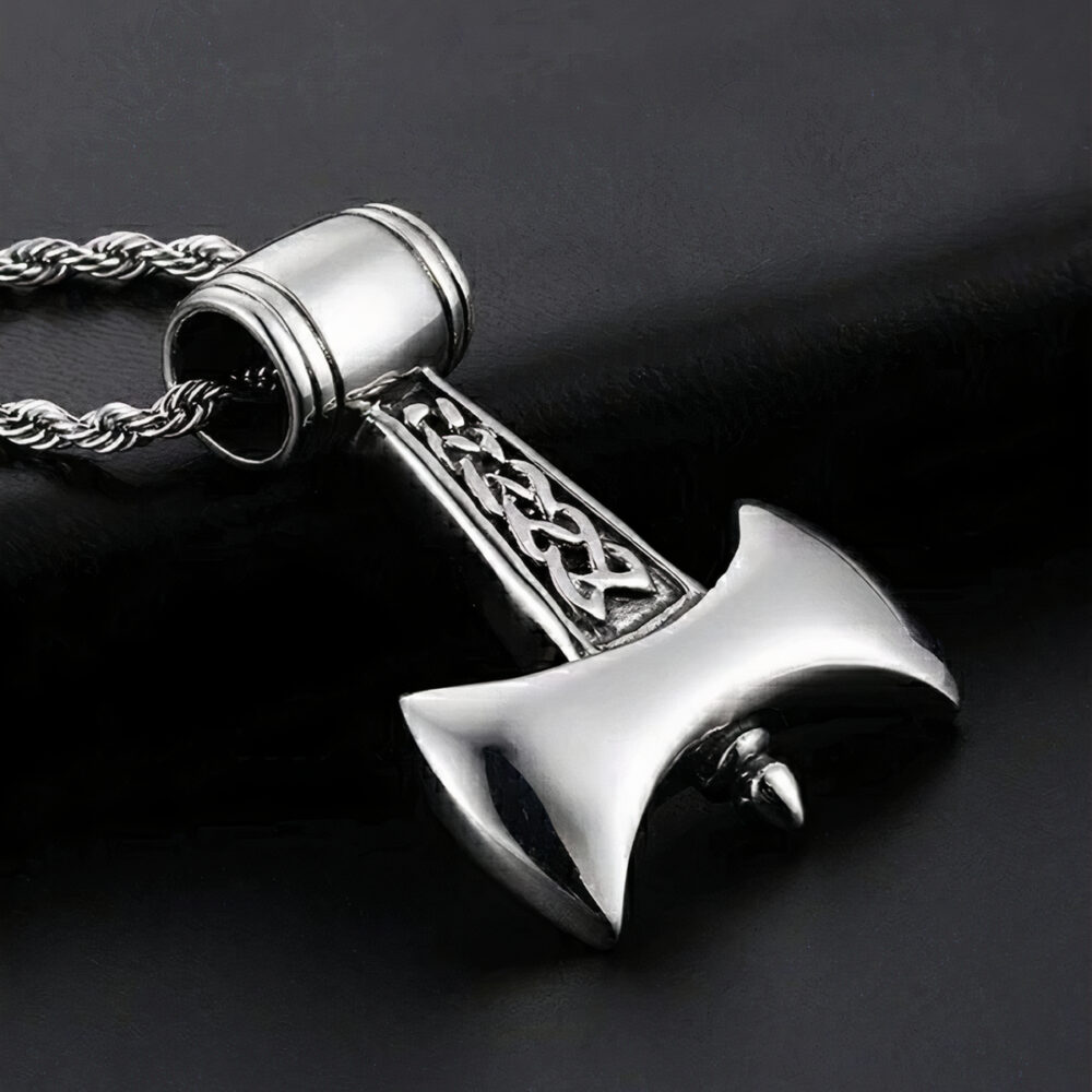 Pendentif hache Viking à double lame sur chaîne tressée IMG 16 04 25 pendentif hache viking double lame chaine tressee 02 2.jpg 2